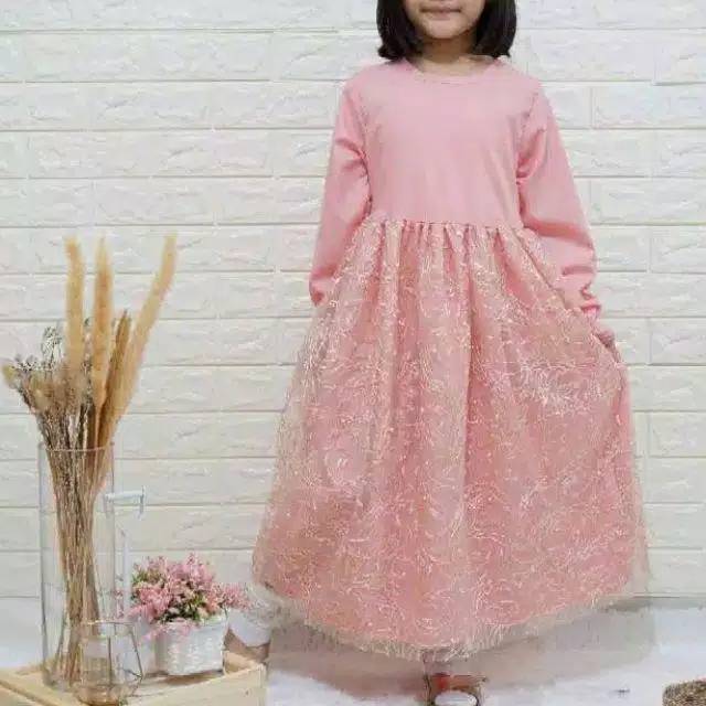 Pre Order Gamis Brokat Tile Anak Cantik