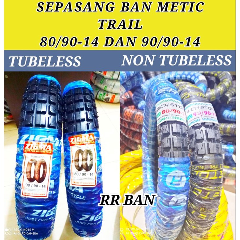sepasang 2 ban motor matic tril 80/90-14 dan 90/90-14 tubeless dan non tubeless ban honda vario beat