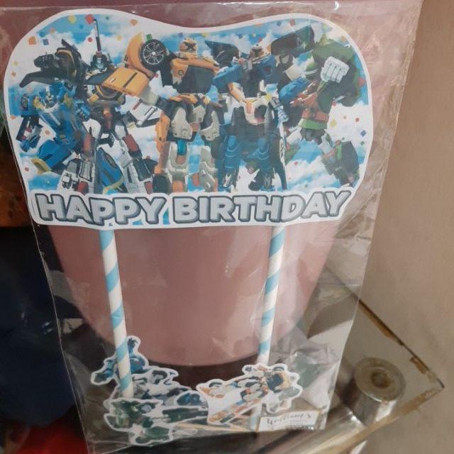 Hiasan Kue Cake Topper Birthday C1 Tobot Isi 7