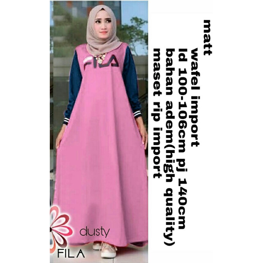 baju gamis wanita Maxi fila dusty dres baju muslim