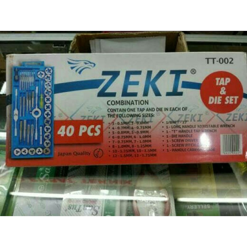 TAP AND DIE SET ZEKI 40 PCS HAND TAPS SET 40PCS ZEKI ALAT HAND TAP DAN SENAI SET 40PCS