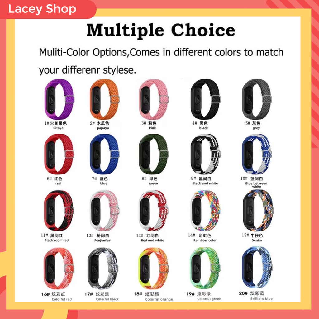 Strap Xiaomi Band Colorful strap Mi Band 3 4 5 6 7 8 Nylon Braided Elastic Buckle Wrist