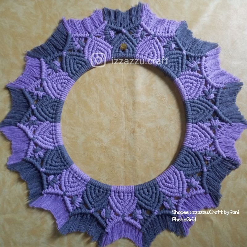Wall Hanging Macrame Round Mirror / Hiasan dinding macrame cermin bulat (TANPA CERMIN)