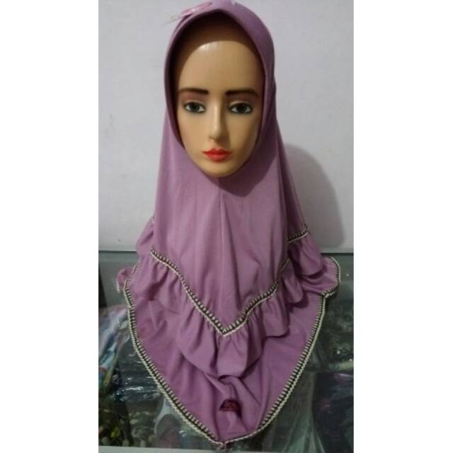 Jilbab Instan Model Terbaru kerudung langsungan ukuran standard warna pink hitam nila coklat