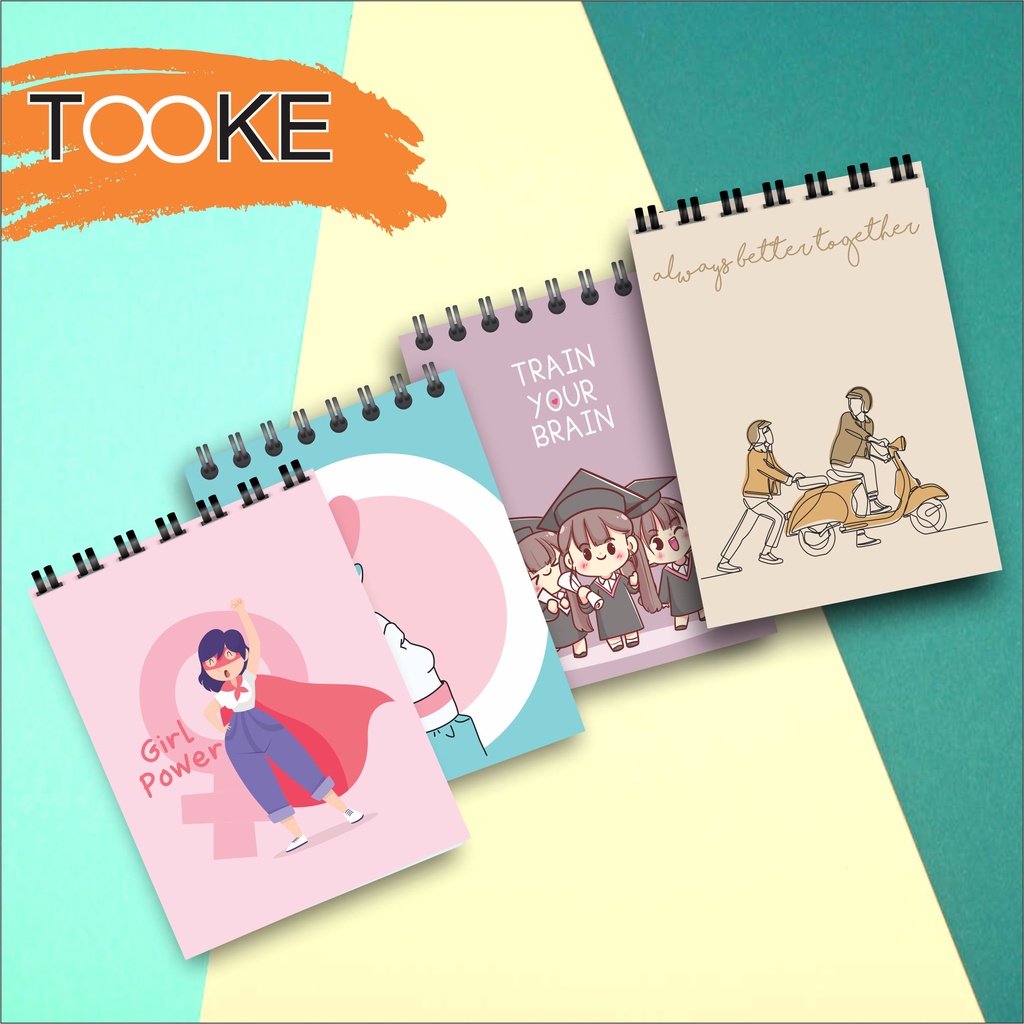 

notebook note book notes book buku catatan diary tulis ring aeshthetic pocket size mini size motif aesthetic bujo isi 50 lbr polos