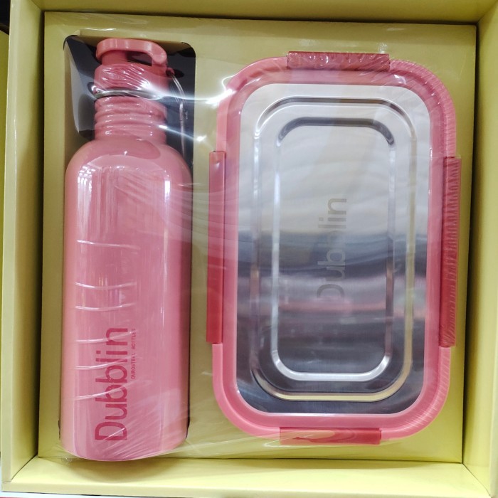 tempat makan set dubblin / botol + tempat makan dubblin ORI / Bekal makan set dubblin murah