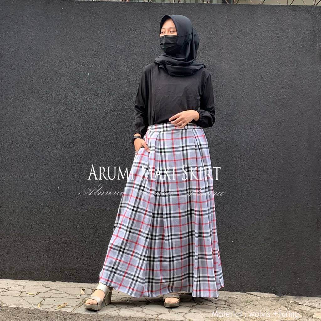 Rok Tartan Panjang Motif Kotak  Arumi Skirt Griyaraditya Almira