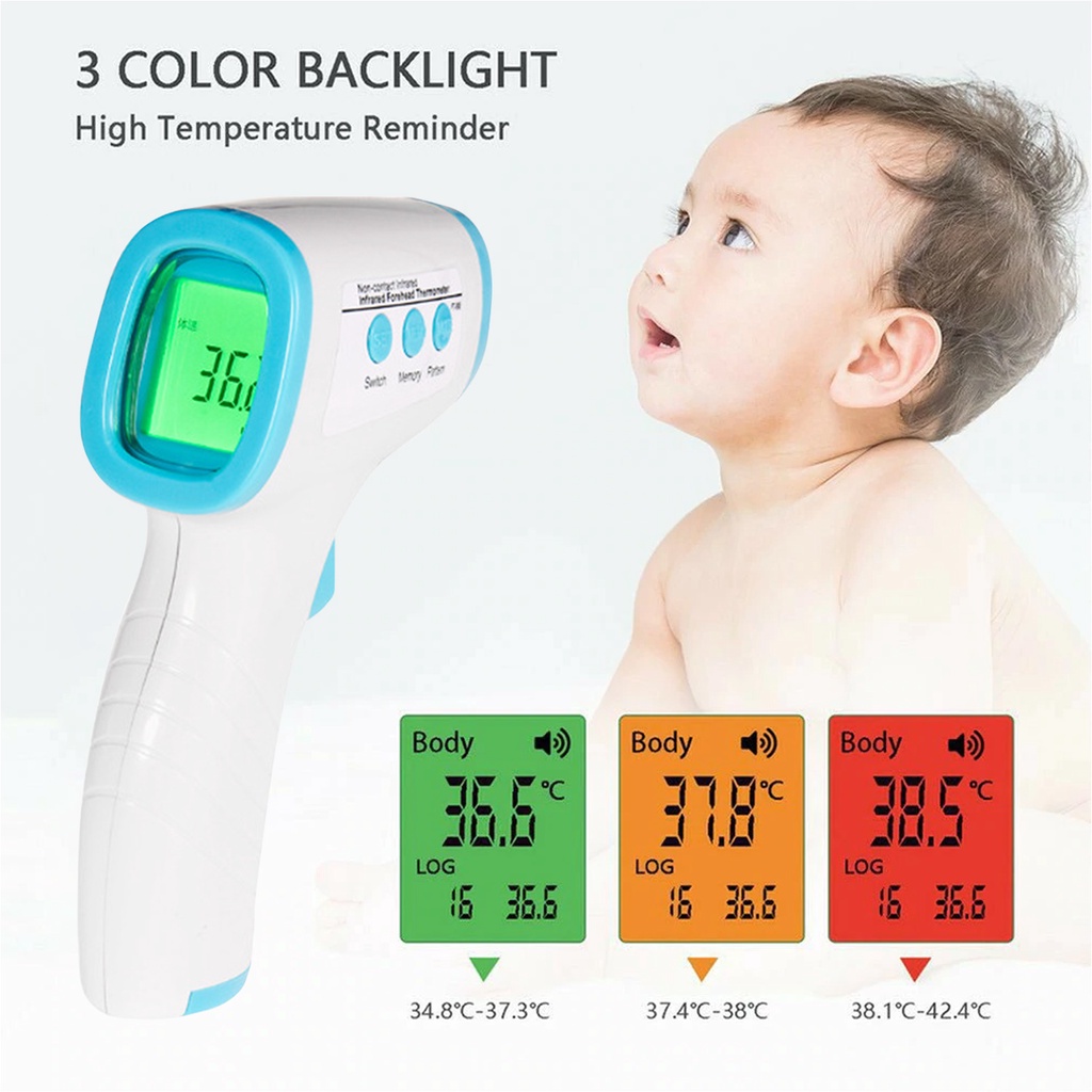 Thermometer Infrared Digital Thermo Gun Non Contact Termometer IR Laser Tembak Anak Bayi Dewasa