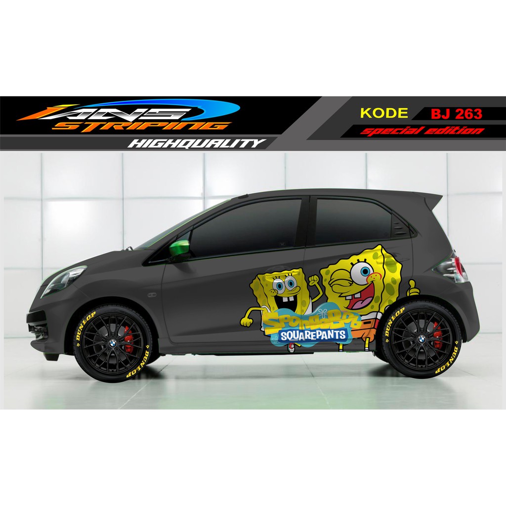 DECAL STICKER MOBIL BRIO, JAZZ, AGYA, KARIMUN, YARIS, MOBILIO / STICKER MOBIL / STIKER SPONGBOB