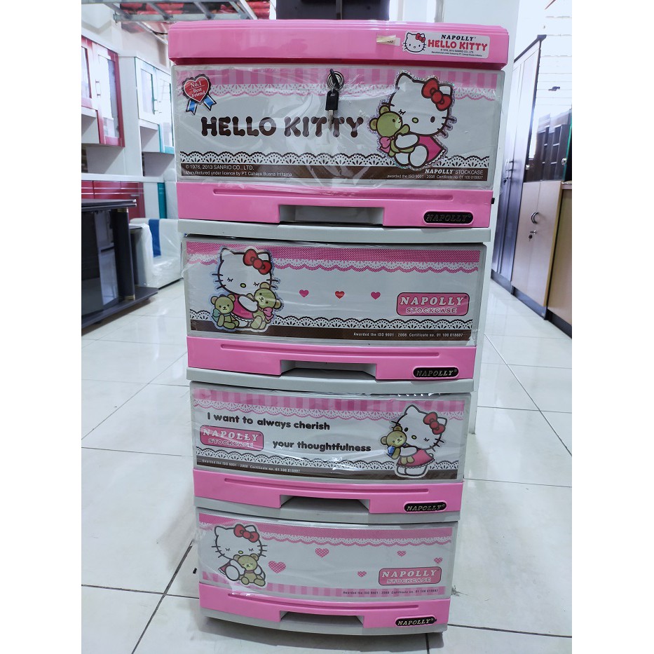 Lemari Laci Plastik 4 Susun Hello Kitty Napolly