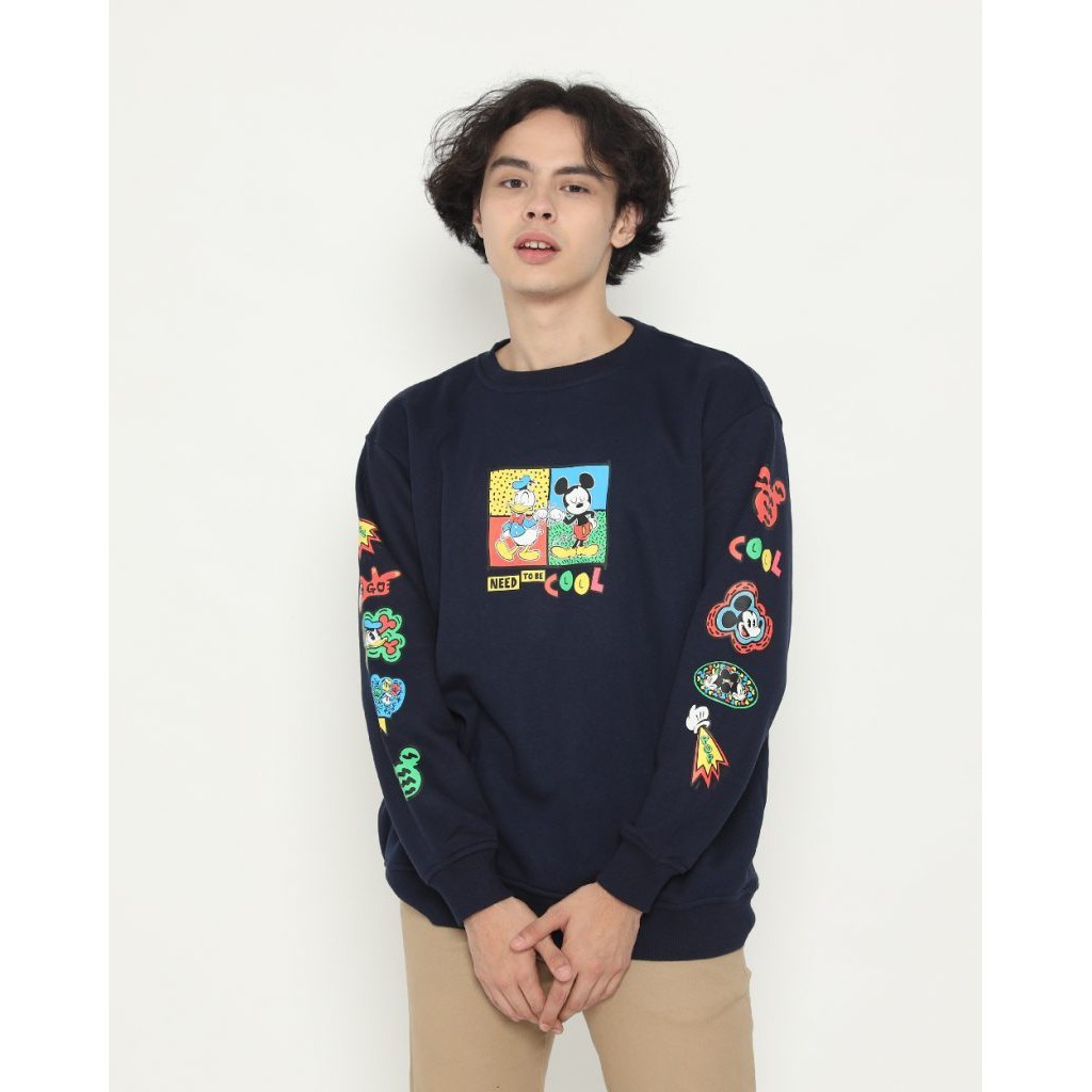 Baju Kaos Jacket Hoodie Flanel Disney | Erigo Sweatshirt Cool Mickey Navy Original  Keren