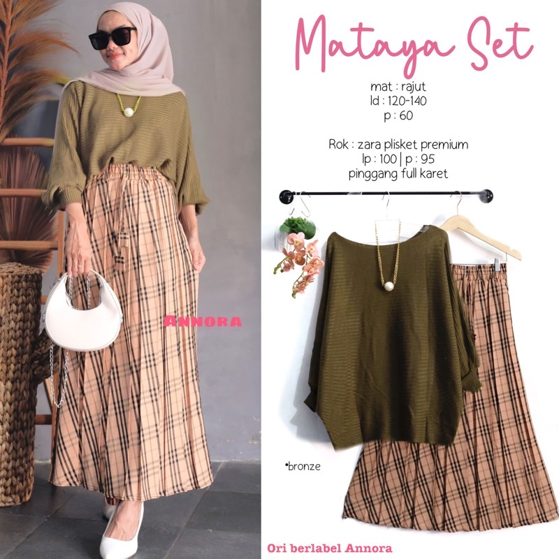MATAYA SETELAN & ELINA SETELAN ( ATASAN + ROK ) / READY BEST SELLER-Mataya bronze