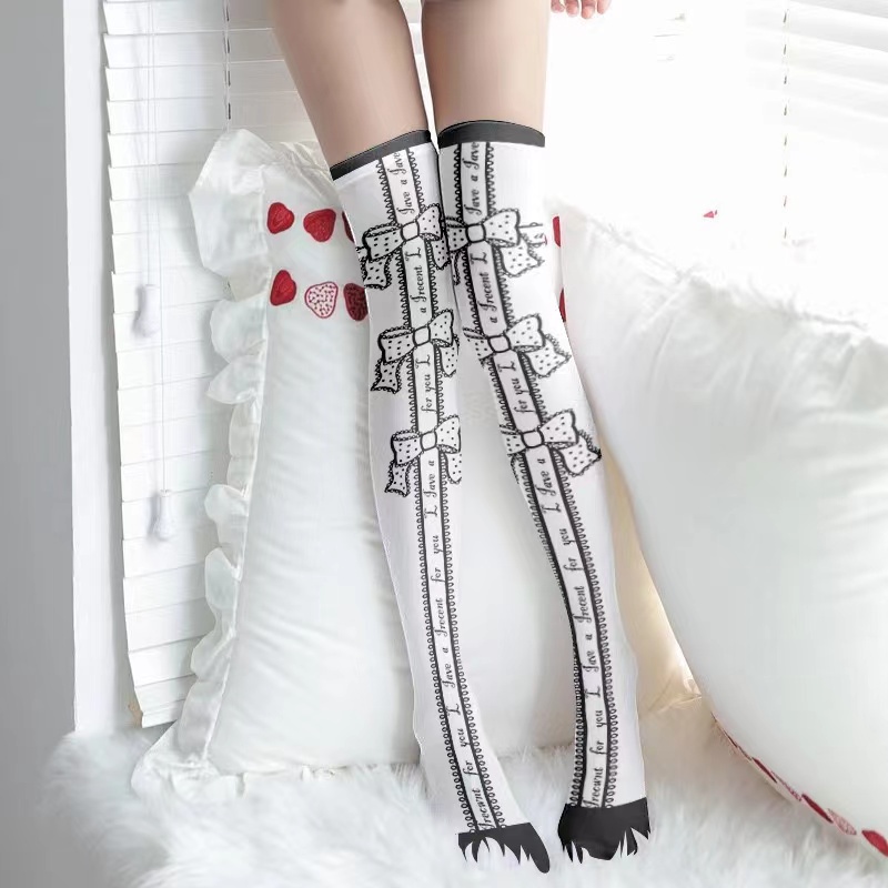 Gothic Fashion Ribbon Printed Stocking 2816