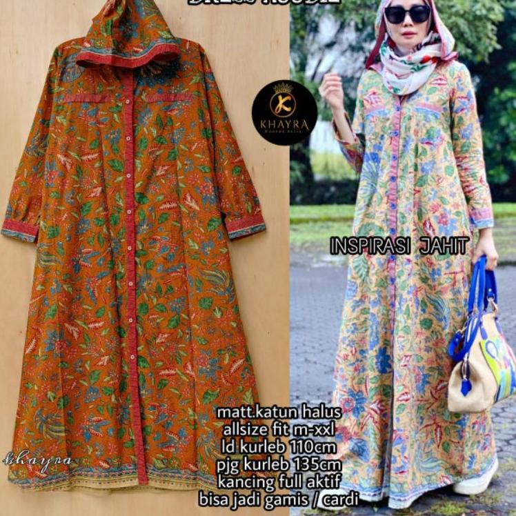 LANGSUNG KIRIM.. Long Hoodie Gamis 2in1 Cardi || ORI BERLABEL Khayra