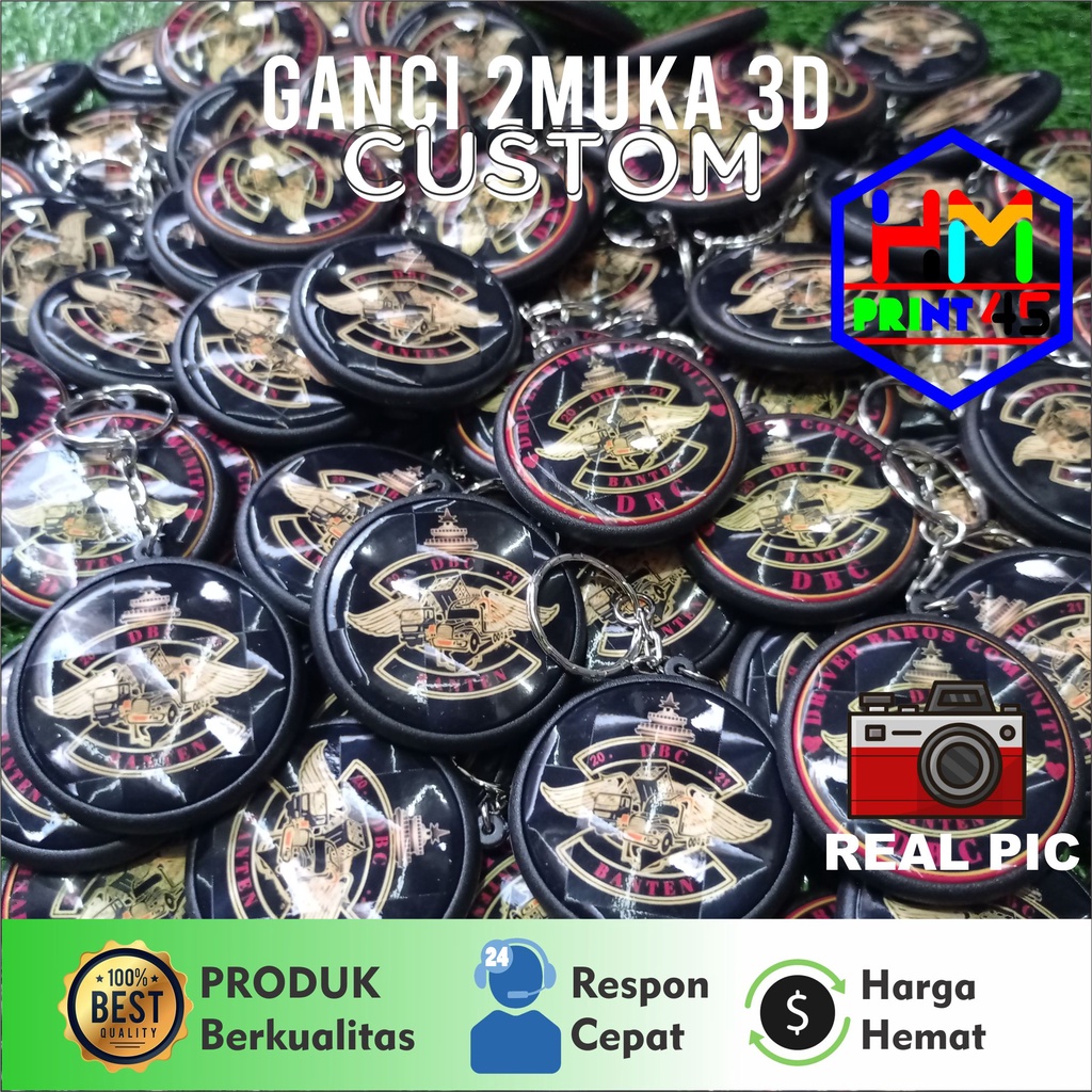 GANTUNGAN KUNCI 2SISI / BULAK BALIK CUSTOM 45mm bahan 3D