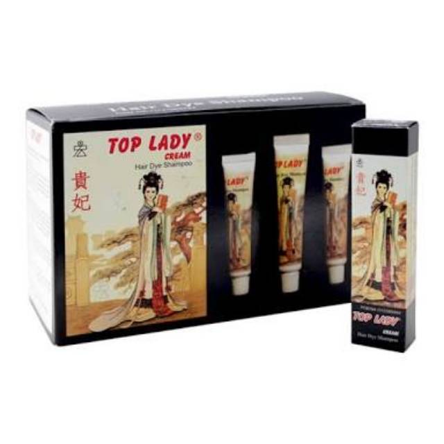TOP LADY Cream Paste Hair Dye Shampoo Black Semir rambut Pewarna Uban 10 gr