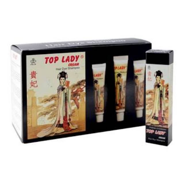 TOP LADY Cream Paste Hair Dye Shampoo Black Semir rambut Pewarna Uban + Free Sisir