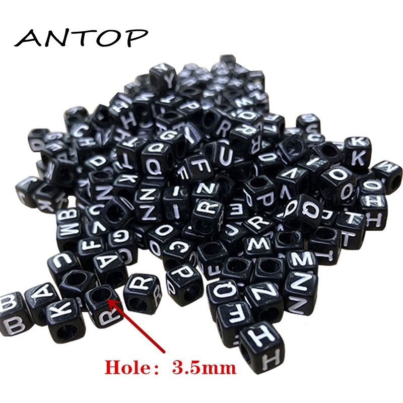 100 Pcs/pack Diy Hip-Hop Punk Hitam Gelang Persegi Manik-manik Aksesoris Fashion ANTOP