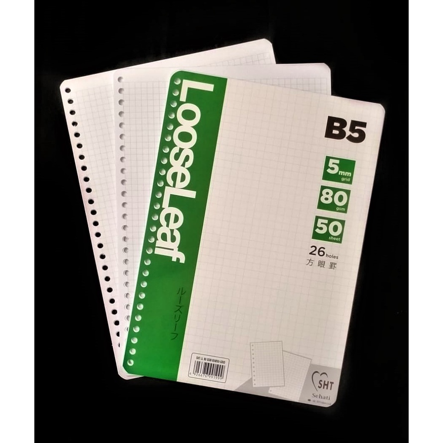

KERTAS BINDER LOOSE LEAF B5 26 LUBANG ISI 50 KOTAK GRID 5 MM 80 GRAM REFILL ISI ULANG BINDER NOTE