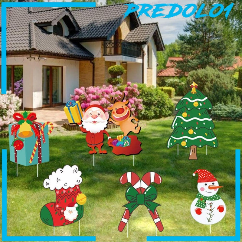 [PREDOLO1] Christmas Yard Signs Stakes Decorations Outdoor Garden Signs for Christmas