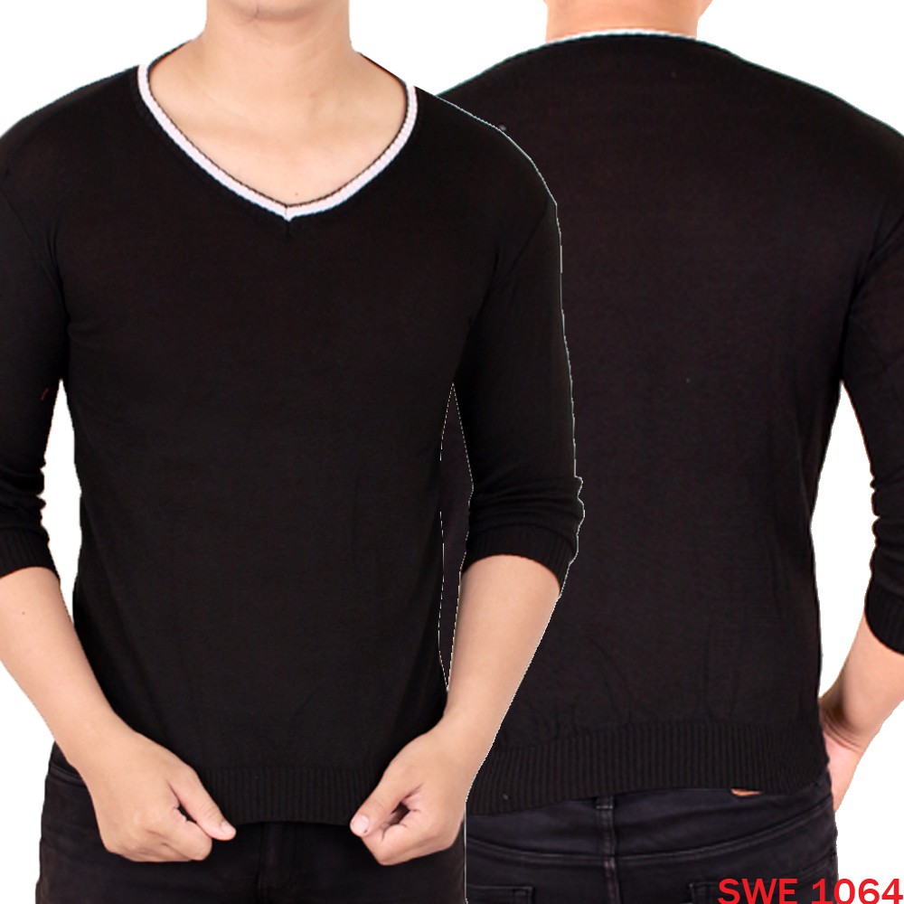 Sweater Pria Polos Motif V-Neck - Bahan Rajut (COMB)