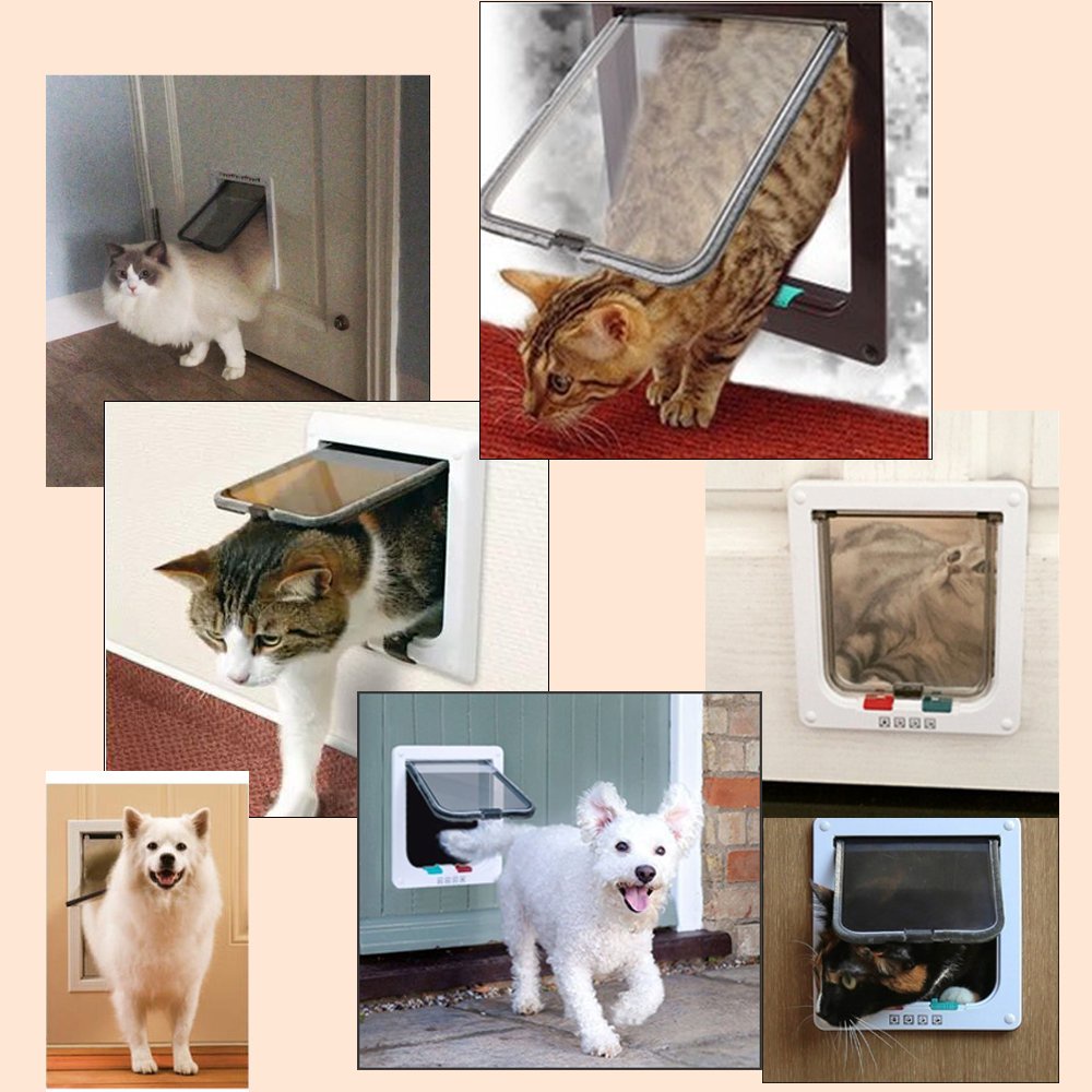 Pintu Kucing Anjing Kusen Jendela Anjing Frame Pintu Kucing Cat Anjing Dog 14X15Cm Medium Lock System Mencegah Tikus dan Manusia ikut akses masuk kedalam rumah Frame akses kucing Flap Door Cats with 4 Way Security Lock Flap Door for Small Dogs Cats Kitten