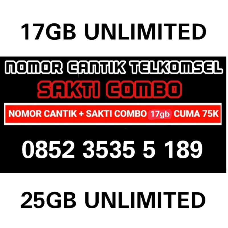 nomor cantik telkomsel kartu as sakti combo 17gb 25gb murah unlimited 189