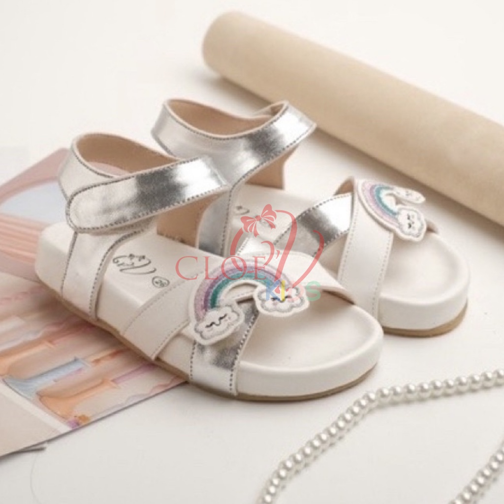 CLOEVKIDS - READY STOCK Lala Pelangi Size 22-35 Sepatu Sandal Anak Perempuan Slip On Flat Lucu