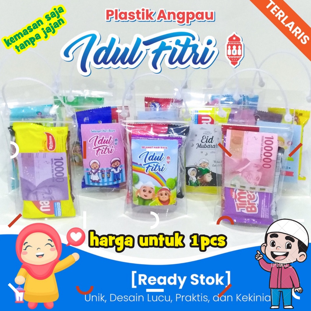 

Amplop lebaran plastik free stiker (Harga untuk 1 pcs)/ Angpau snack dan uang / Angpao lebaran plastik pouch bergambar lucu