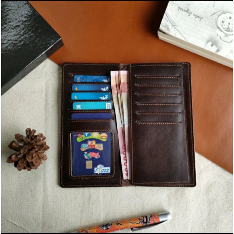 Dompet kulit asli panjang cowok/cewek branded original kulit sapi asli
