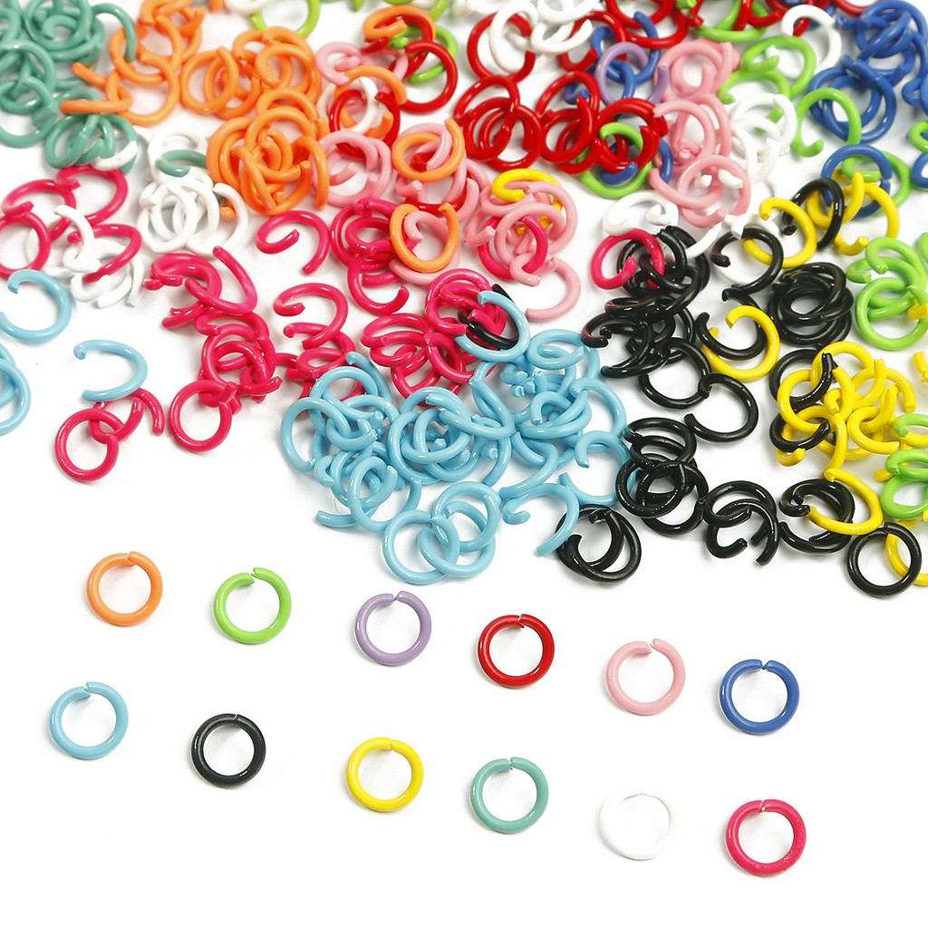 50 Pcs Dia 8 mm Opening Hair Ring Braid Bead Dreadlock Iron Painting Candy Color Clip Braid for Styling Braided Braids Decorative DIY