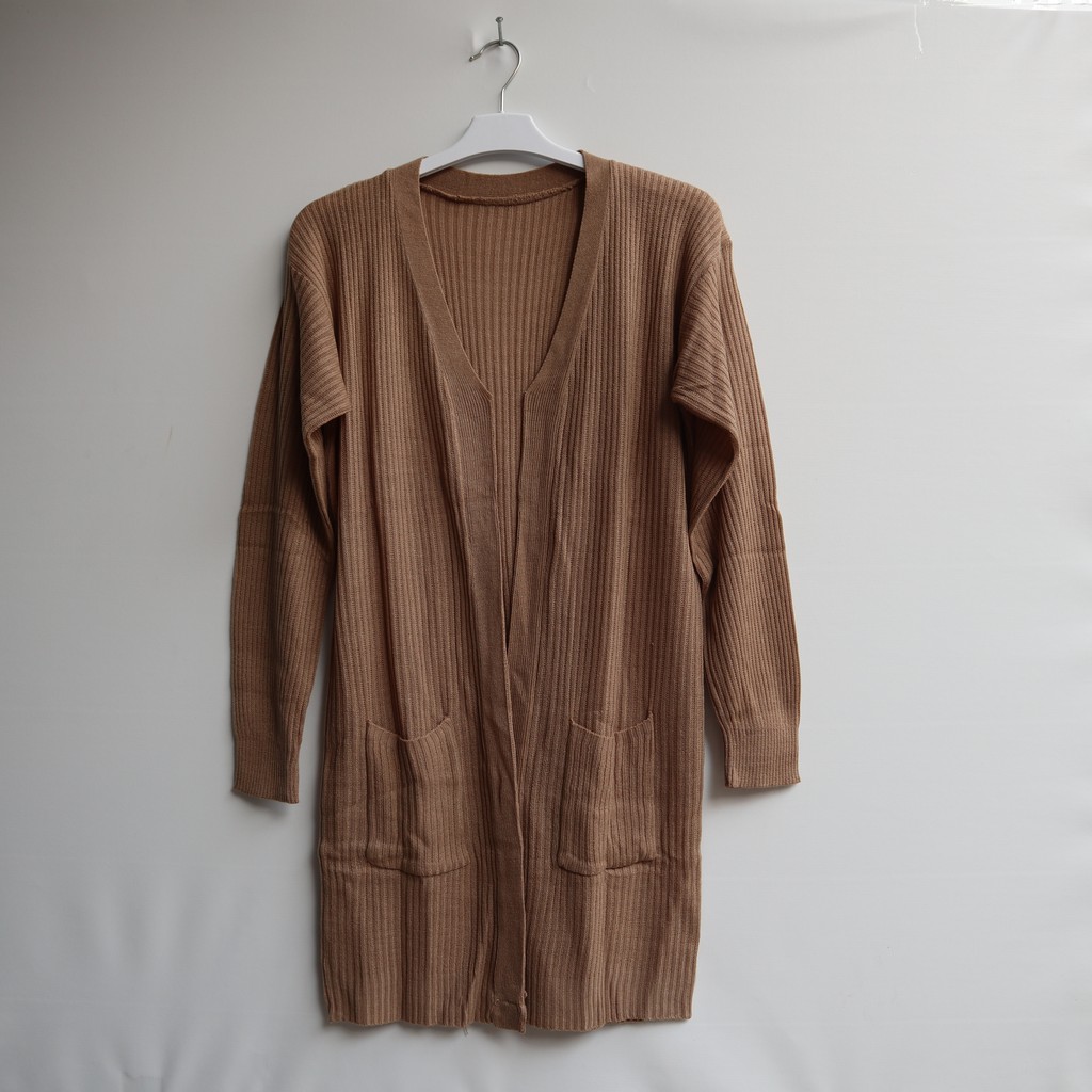 LONG CARDY RAJUT WANITA / OUTER CARDY / CARDIGAN POLOS / OVERSIZE CARDY-MOCCA