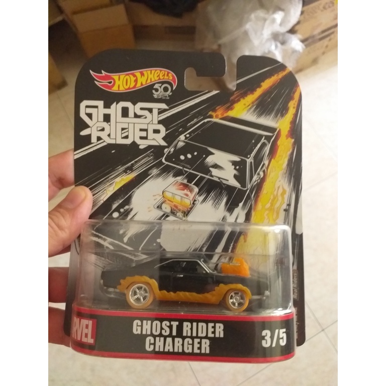 HOT WHEELS MARVEL GHOST RIDER DODGE CHARGER HITAM ORANYE