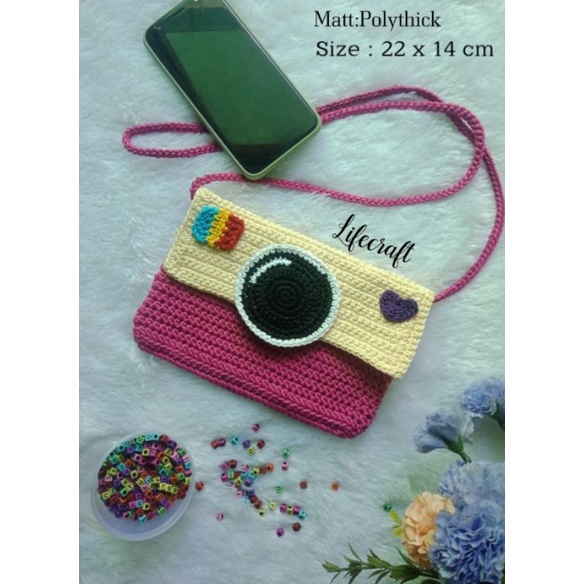Tas hp rajut/ tas selempang rajut karakter IG