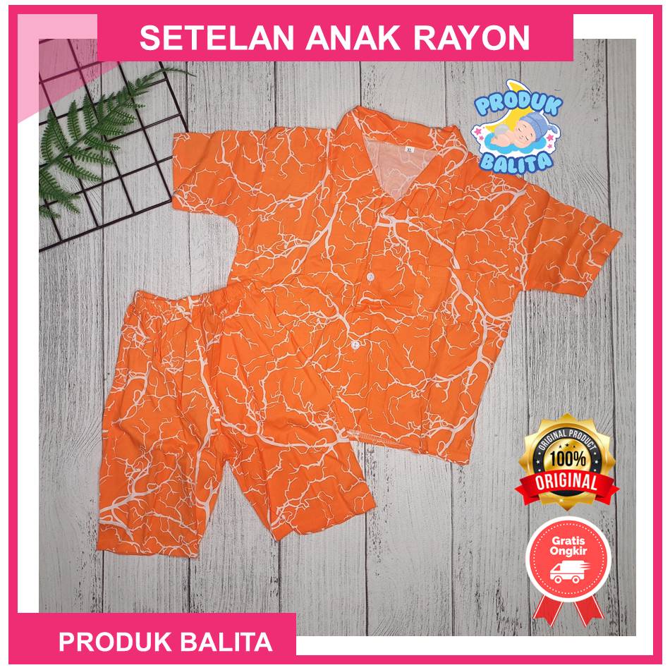 One Set Rayon Anak lak-laki Perempuan  Setelan Rayon Terlaris Usia 1-5 Tahun Terlaris