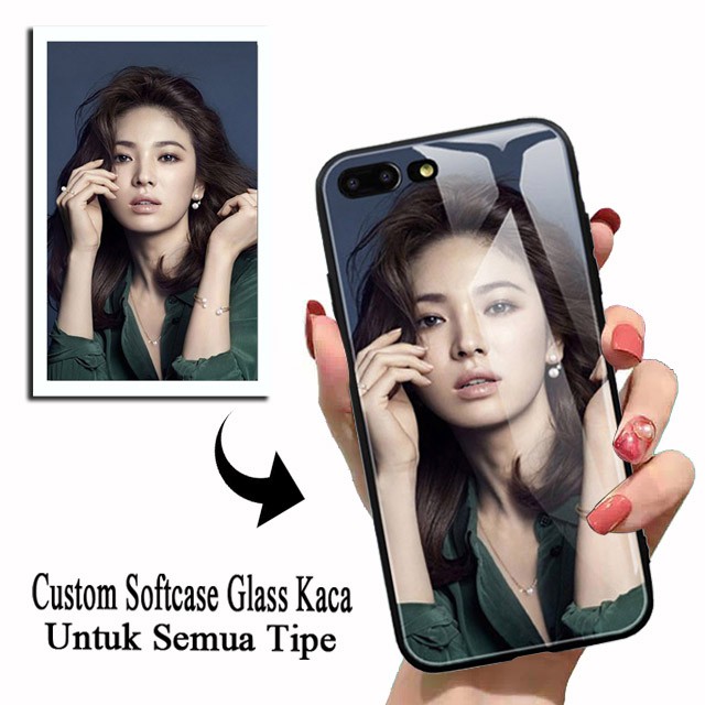 Custom Softcase Glass Kaca Gambar Bebas For Oppo Realme Vivo Xiaomi