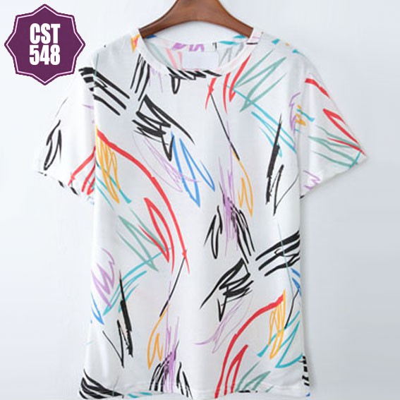 CST-548 White | Pakaian Wanita Impor | Kaos Wanita | Atasan Wanita