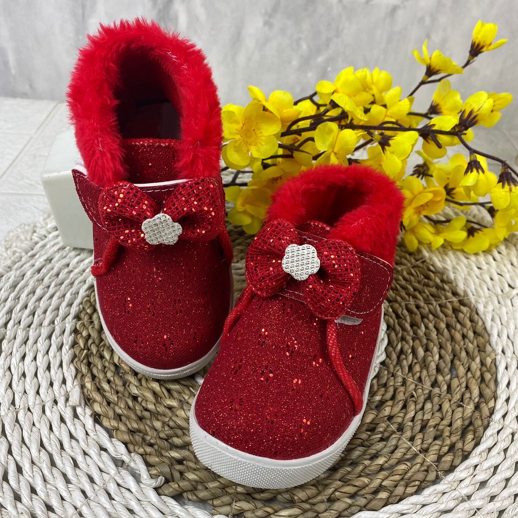 mandirishoesstore-SEPATU PESTA ANAK PEREMPUAN PITA BULU 1 2 3 TAHUN DAY06