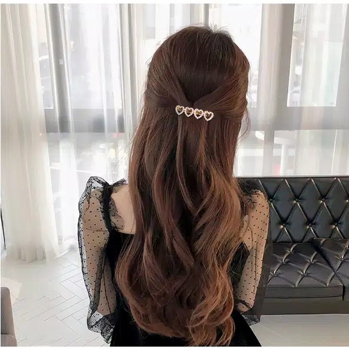 CLEARANCE SALE - JJ0107 - Hair Clip Korea Jepit Korea Jepit Rambut Kpop Wanita Mutiara - Gold