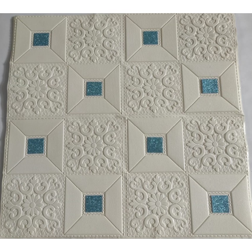 WALLPAPER DINDING 3D wallpaper dinding foam wallfoam high quality Motif Batik 003-Biru Muda