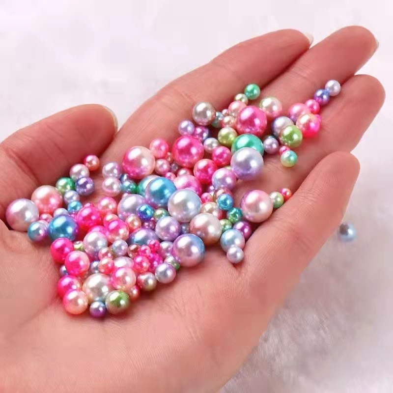 Manik-Manik Mutiara Imitasi Bahan Plastik Abs Warna Pelangi Uk 3-5mm Harga/200-500Pc