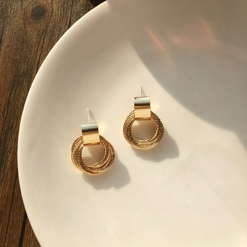 Anting Vintage multi-layer Bulat Untuk Wanita Aksesoris Telinga Korea