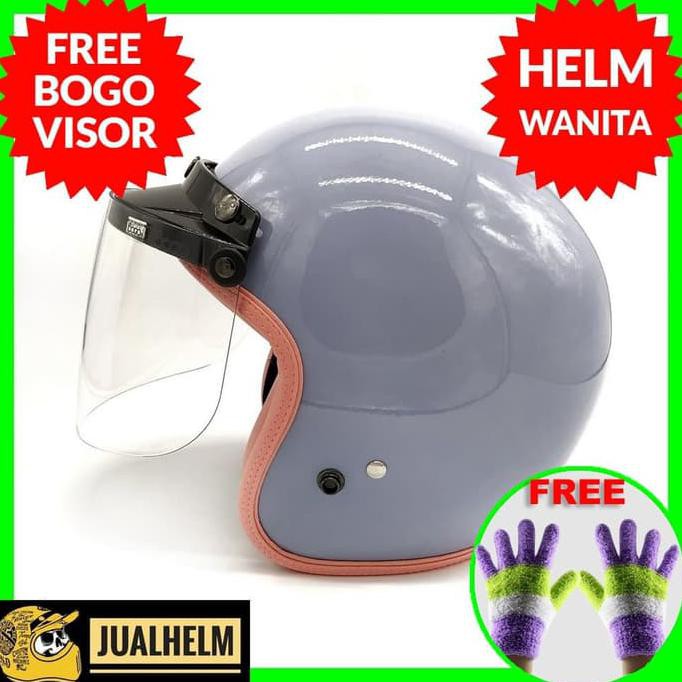 ~ SUPPLIER HELM SNI HELM MOTOR~ HELM RETRO BOGO WANITA CEWE CEWEK SADA ROSA PURPLE PASTEL EKONOMIS