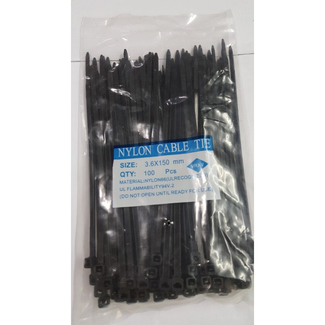 Cable Ties 15cm / Kabel Ties 15cm x 3.6 Hitam / Putih / Kabelties / Pengikat Kabel 15cmx3.6