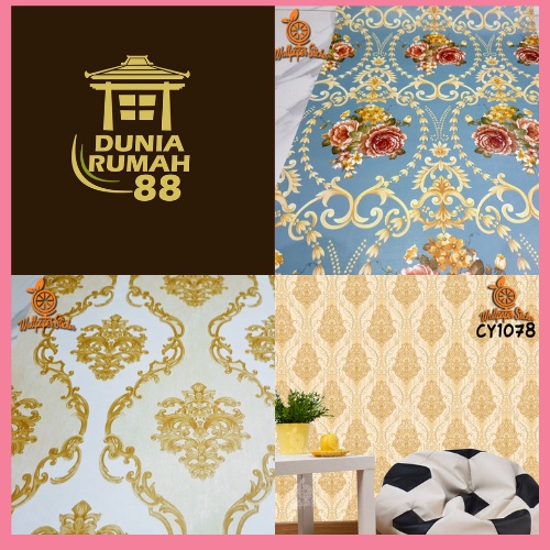 Wallpaper Stiker Dinding CY Ukuran 45cm x 8m Motif Batik Elegan