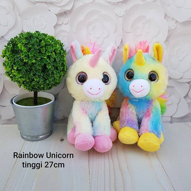 BONEKA RAINBOW UNICORN PELANGI 27 CM