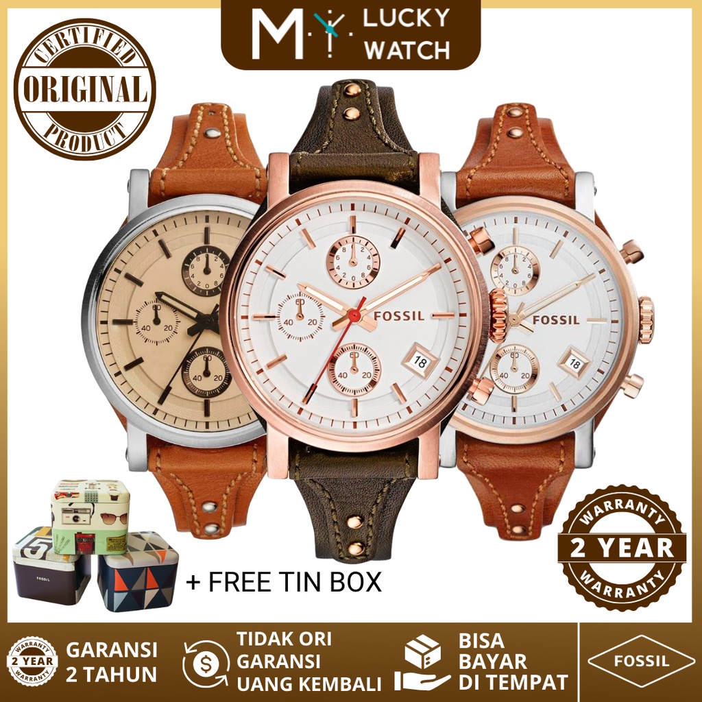 [ Original - Garansi 2 Thn ] Jam Tangan Wanita Kulit Leather Boyfriend ES 3616 ES 3837 ES 4046 Murah