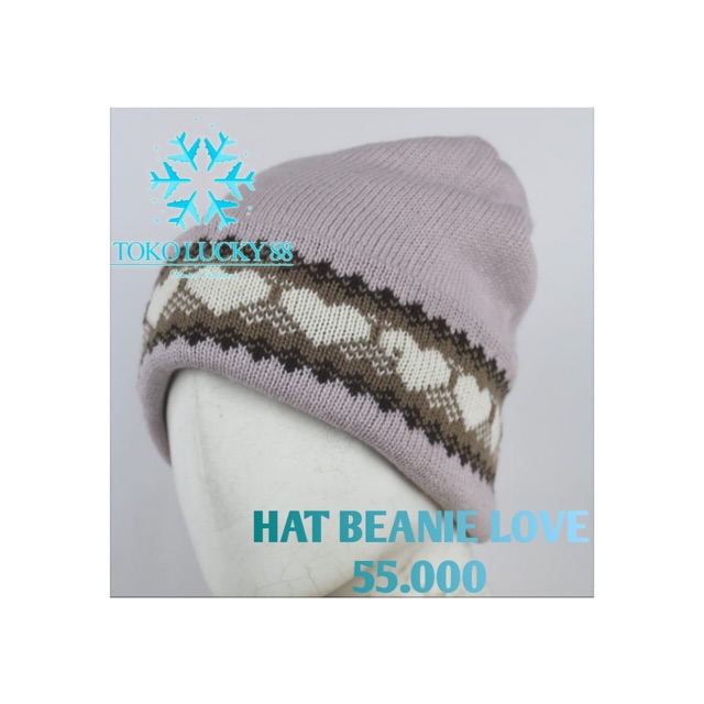 Topi Kupluk Rajut Wool Love Winter Hat Beanie Love