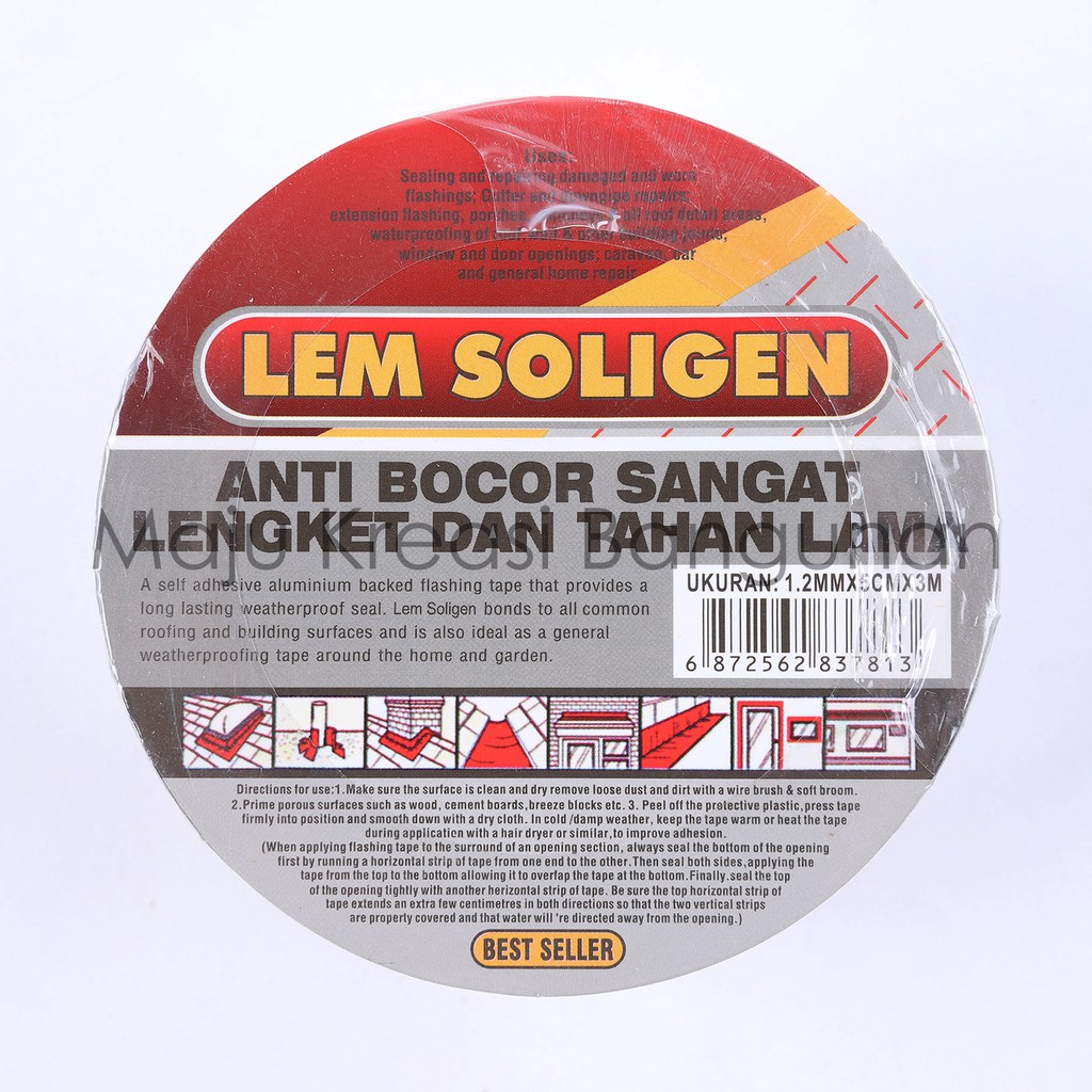 Lem Seng SOLIGEN 3 Meter Super Band Lem Asbes Talang Torrent Genteng Toren Tambal Anti Bocor 3M