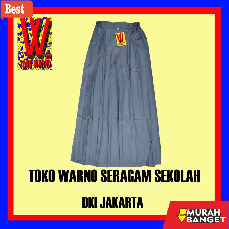 Rok model terbaru- ROK SMA (JUMBO) ABU ABU REMPEL PANJANG PINGGANG KARET SERAGAM SEKOLAH